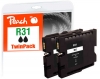 320499 - Peach Doppelpack Tintenpatrone schwarz kompatibel zu GC31K*2, 405688*2 Ricoh